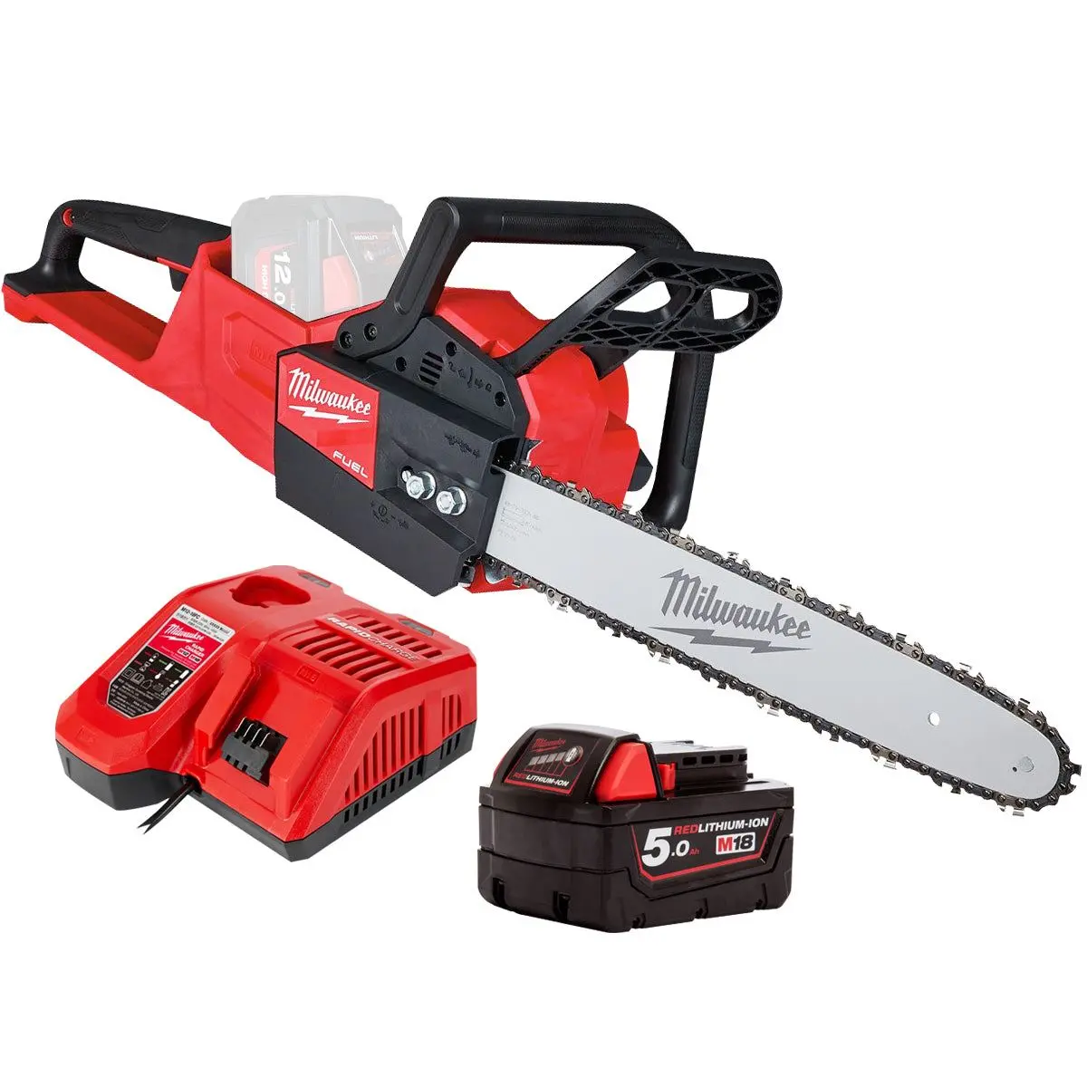 Milwaukee M18fchs35-0 18V Fuel Brushless Chainsaw 35Cm Bar With 1 X 5.0Ah Battery & Charger 1