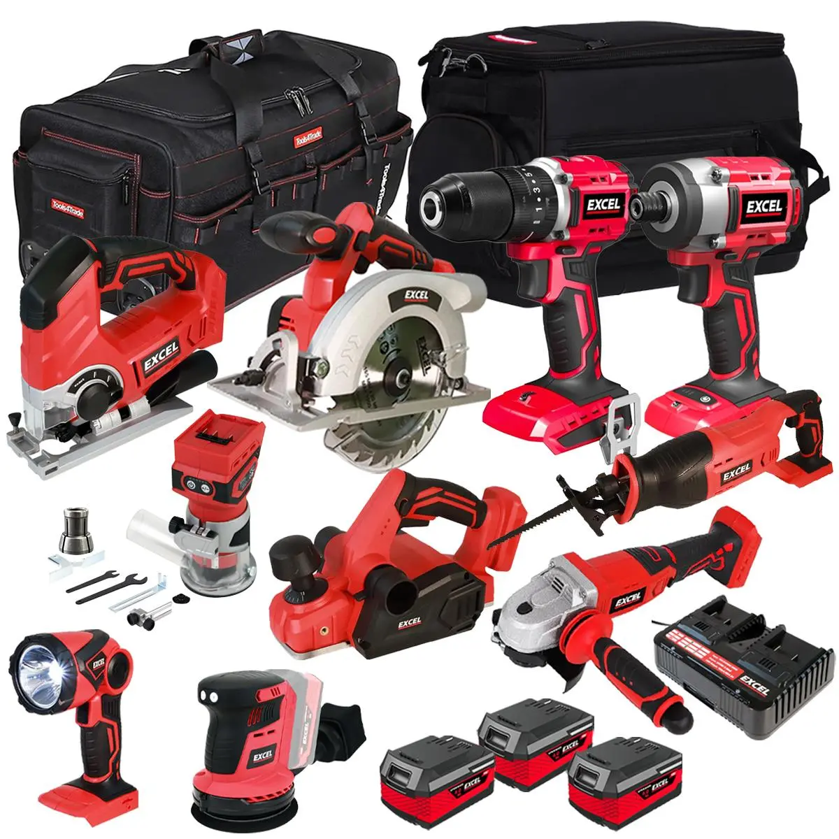 Excel 18V 10 Piece Combo Kit With 3 X 4.0Ah Batteries & Charger Exlkit-16297 1