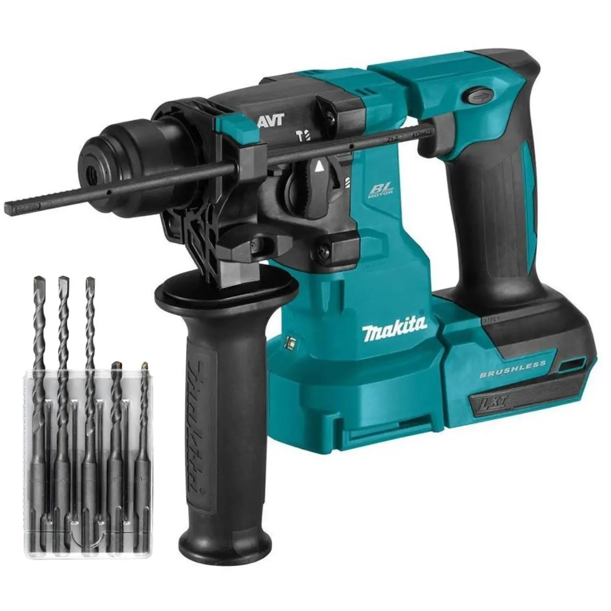 Makita Dhr183z 18V Brushless Sds+ Plus Rotary Hammer Drill With 5 Piece Drill Bit Set 1