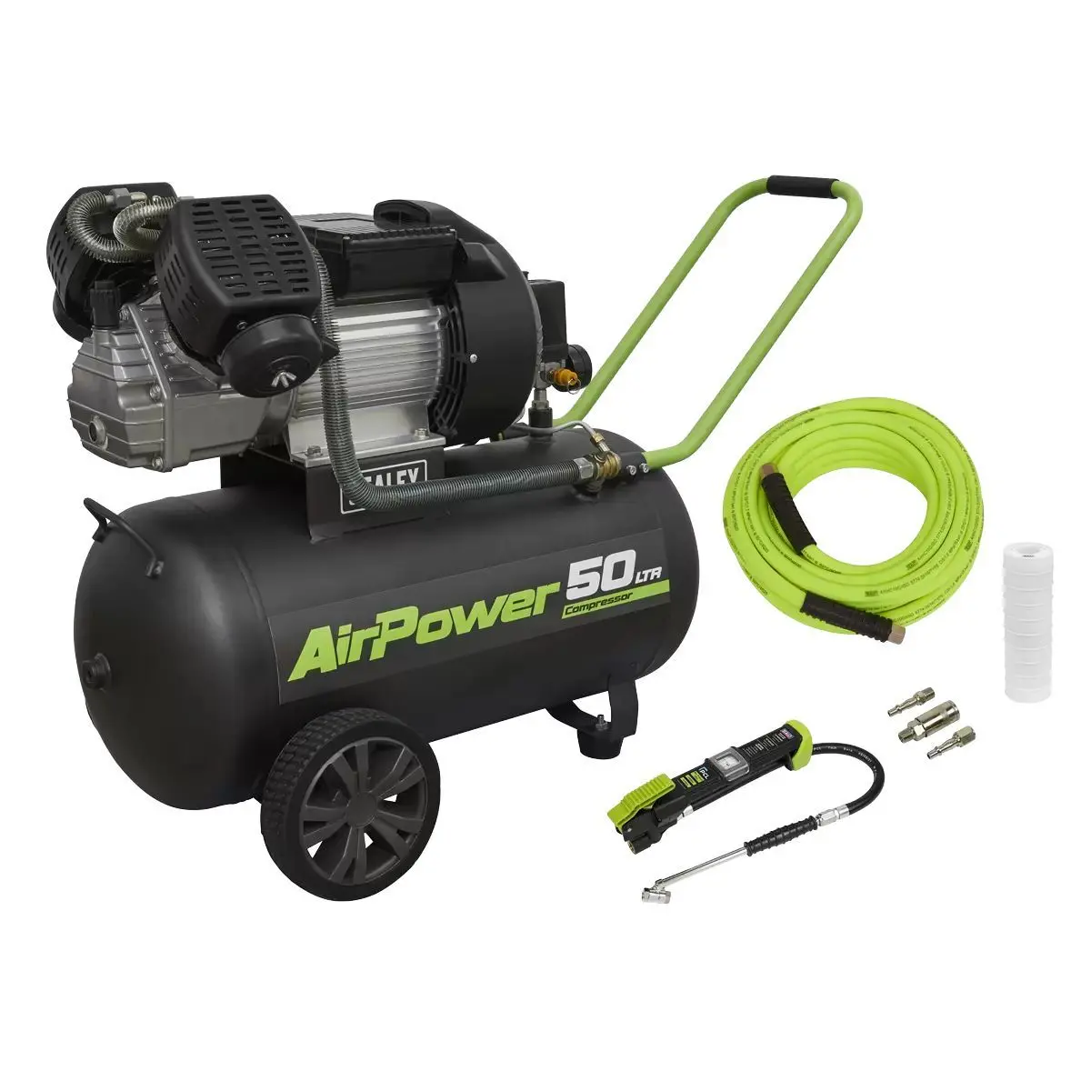 Sealey Sac5030vekit 50L V-Twin Direct Drive Air Compressor 3Hp With Air Accessory Kit 1