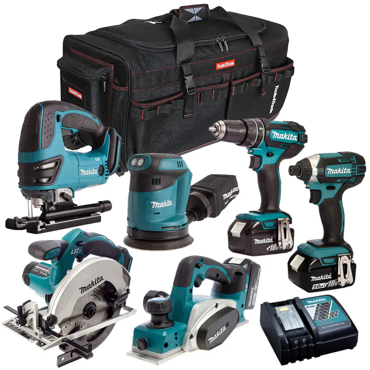 Makita 18V 6 Piece Tool Kit With 3 X 5.0Ah Batteries & Charger T4tkit-3381 1