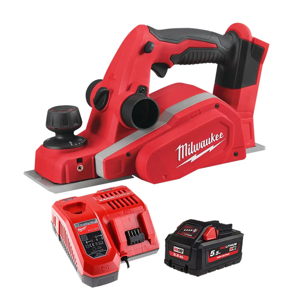 Milwaukee M18bp-0 18V Li-Ion Cordless 82Mm Compact Planer With 1 X 5.5Ah Battery & Charger 1