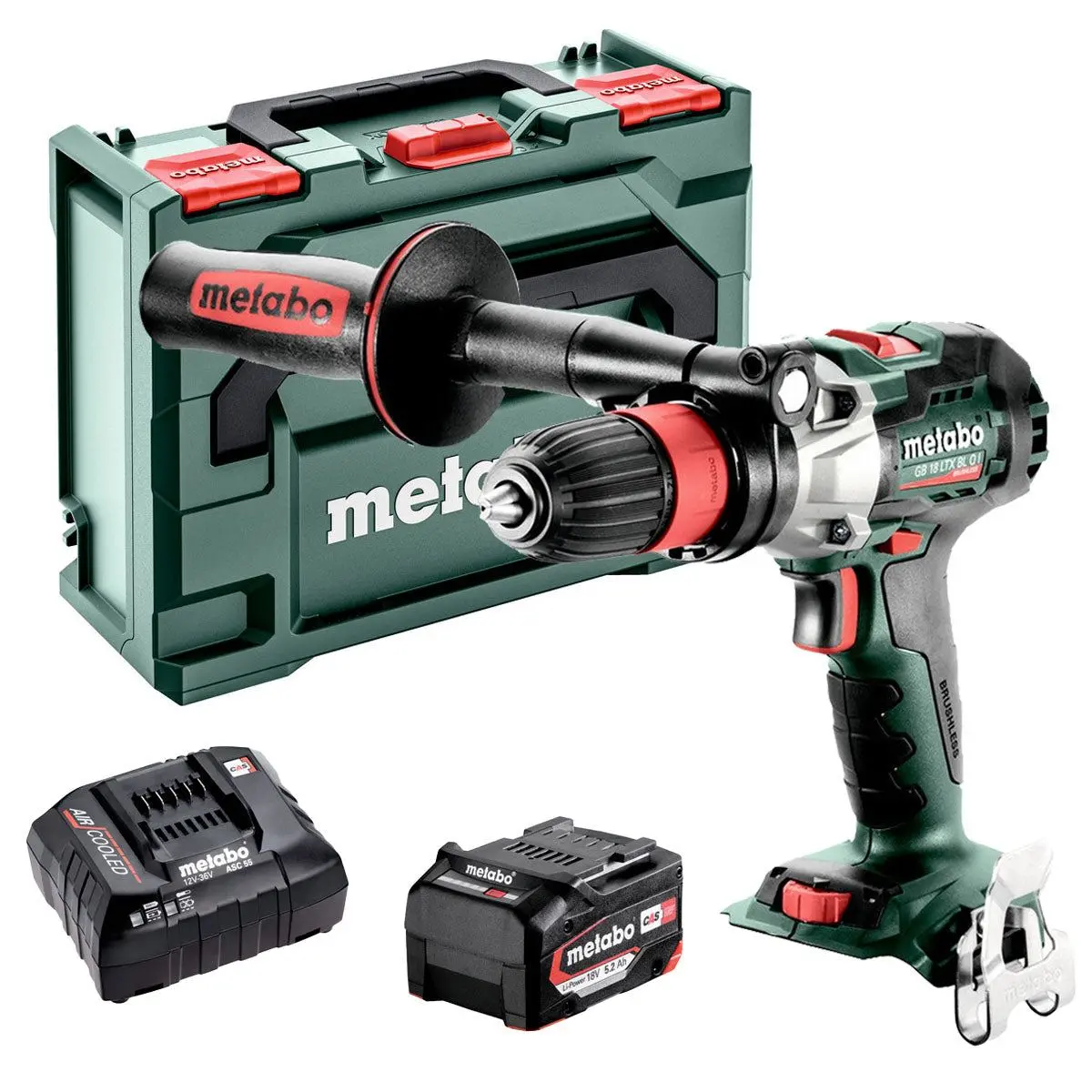Metabo Gb 18 Ltx Bl Q I 18V Brushless Tapper Drill Driver With 1 X 5.2Ah Battery Charger & Metabox 1
