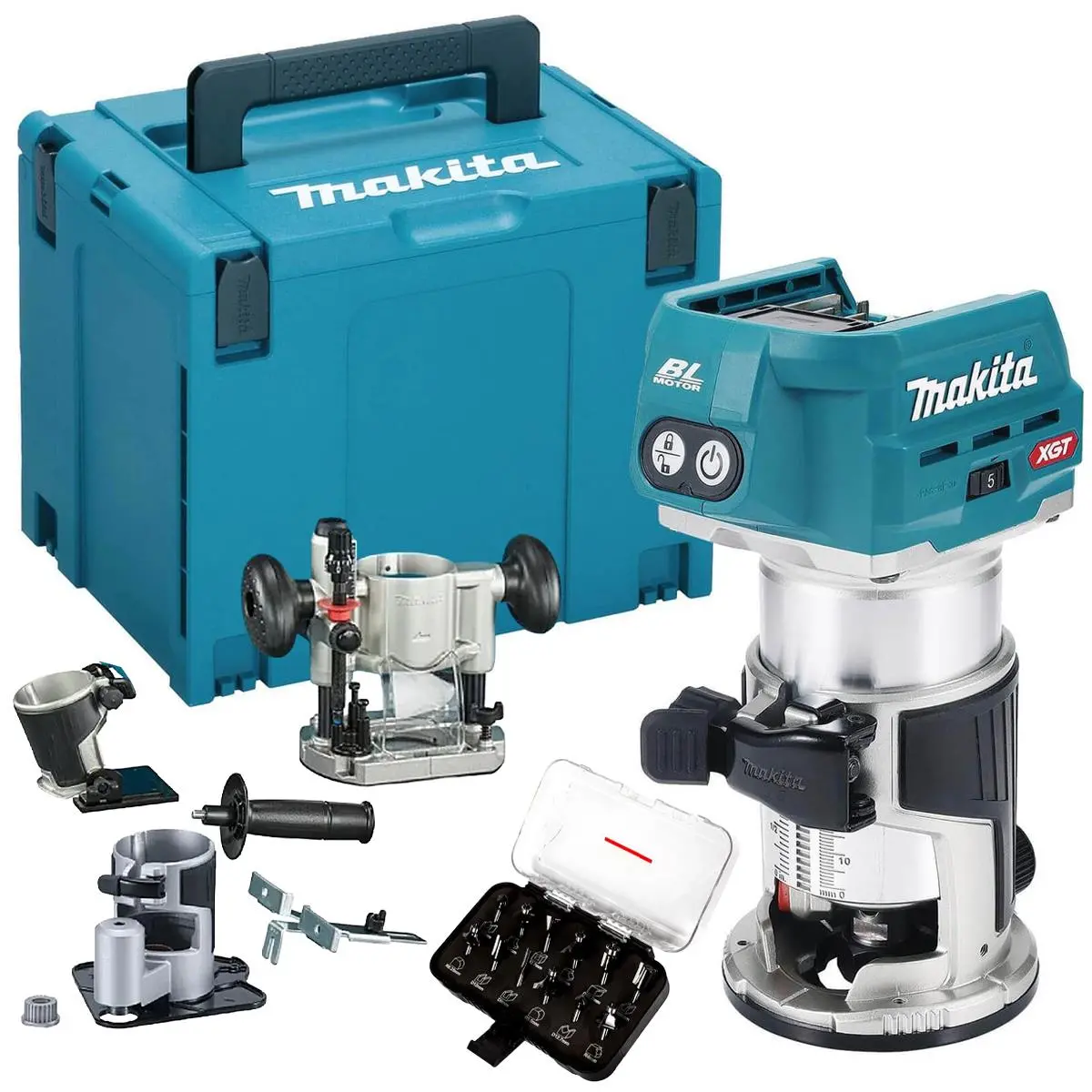 Makita Rt001gz16 40Vmax Xgt Brushless Router Trimmer With 12 Piece Cutter Set 1