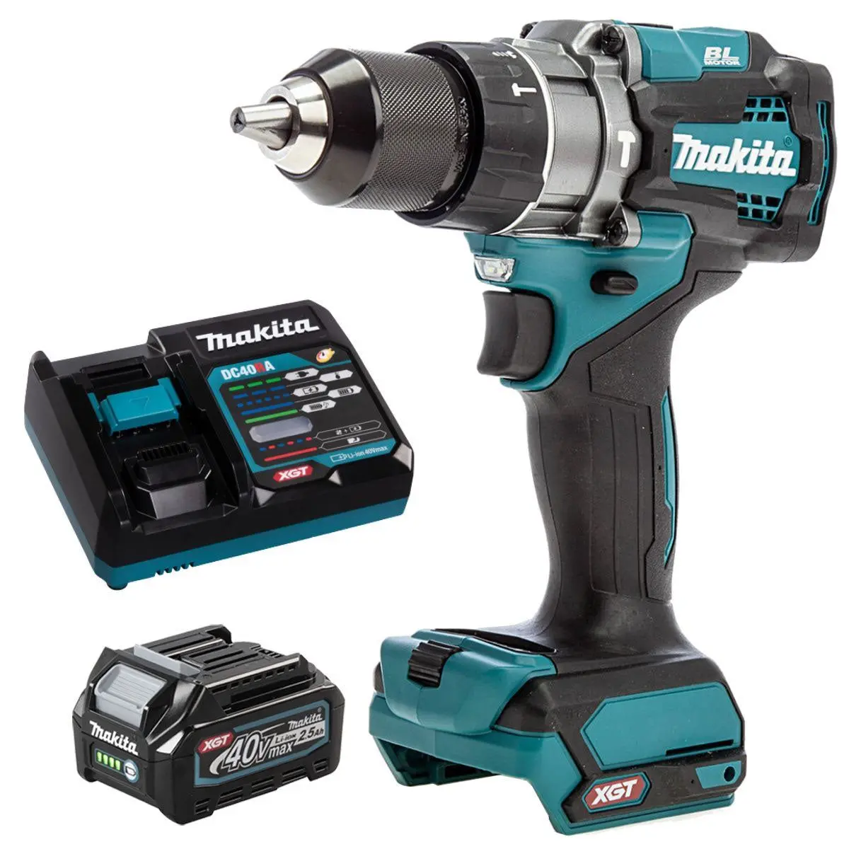 Makita Hp001gz 40V Brushless Combi Drill With 1 X 2.5Ah Battery & Charger 1