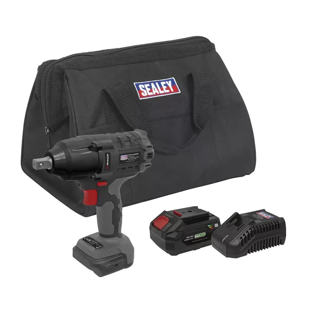 Sealey Cp20vpiwkit1 20V Brushless 1/2"Sq Drive Impact Wrench Kit With Battery & Charger 1