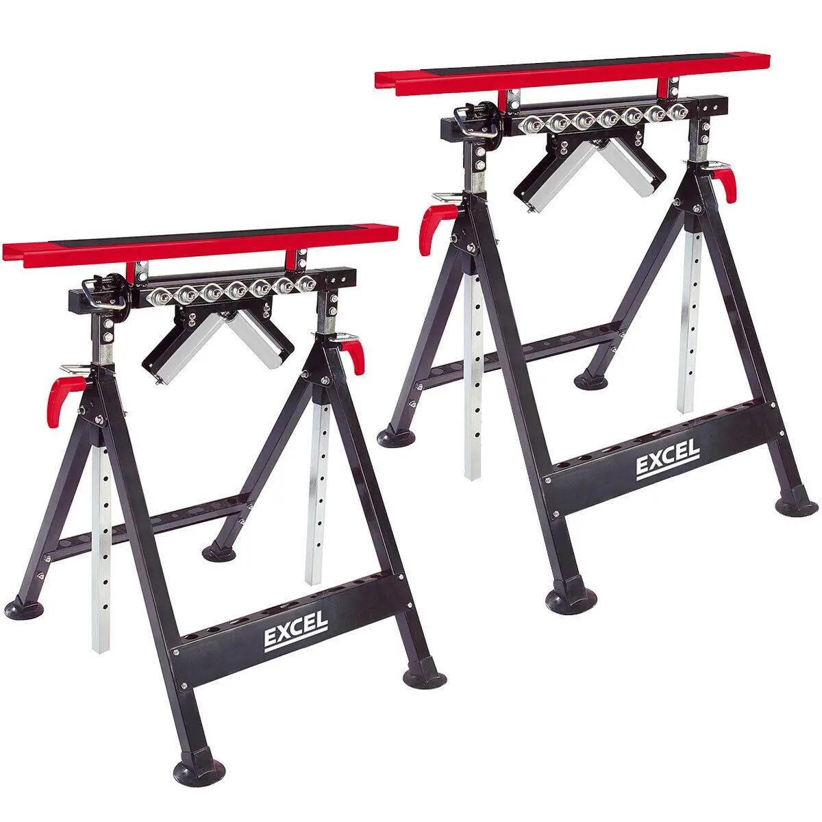 Excel Multi-Function 4 In 1 Workbench Table Trestle Roller Stand Adjustable Height Pack Of 2 1