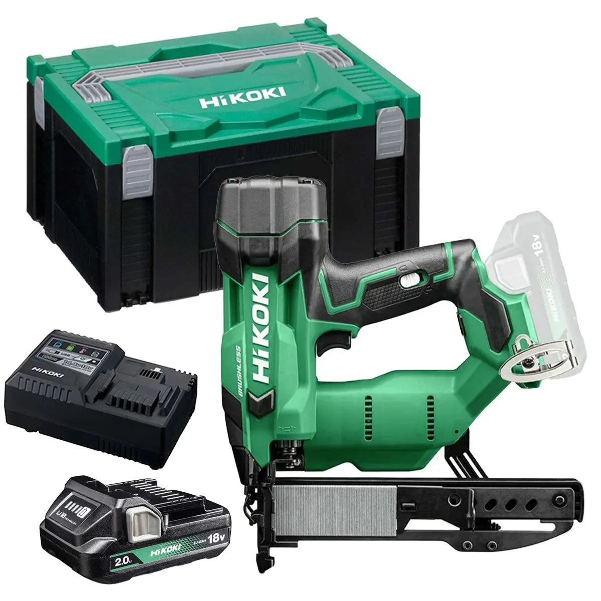 Hikoki N1804daw6z 18V Brushless 2Nd Generation 18G Stapler With 1 X 2.0Ah Battery Charger & Case 1