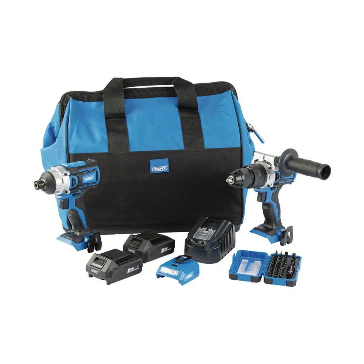 Draper Ptk8/D20 Twin Kit With 2 X 2.0Ah Batteries, 1 X Fast Charger & Bag 90471 1