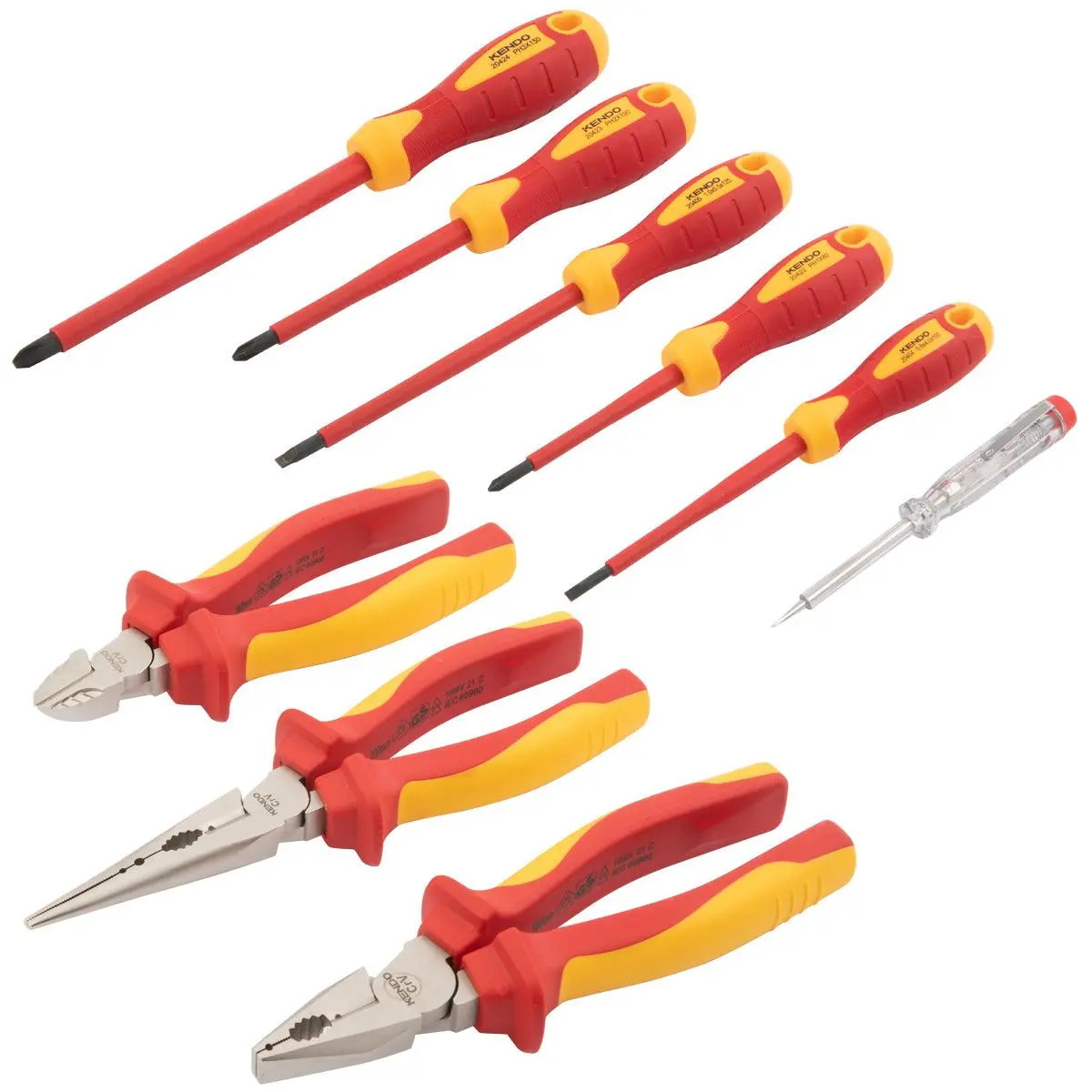Kendo Vde Screwdriver Pack Of 6 With 3 Pieces Pliers Set 1