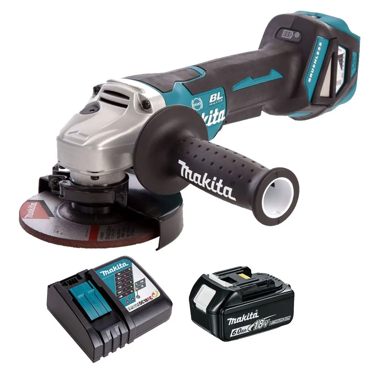 Makita Dga517z 18V Lxt Brushless 125Mm Angle Grinder With 1 X 6.0Ah Battery & Charger 1