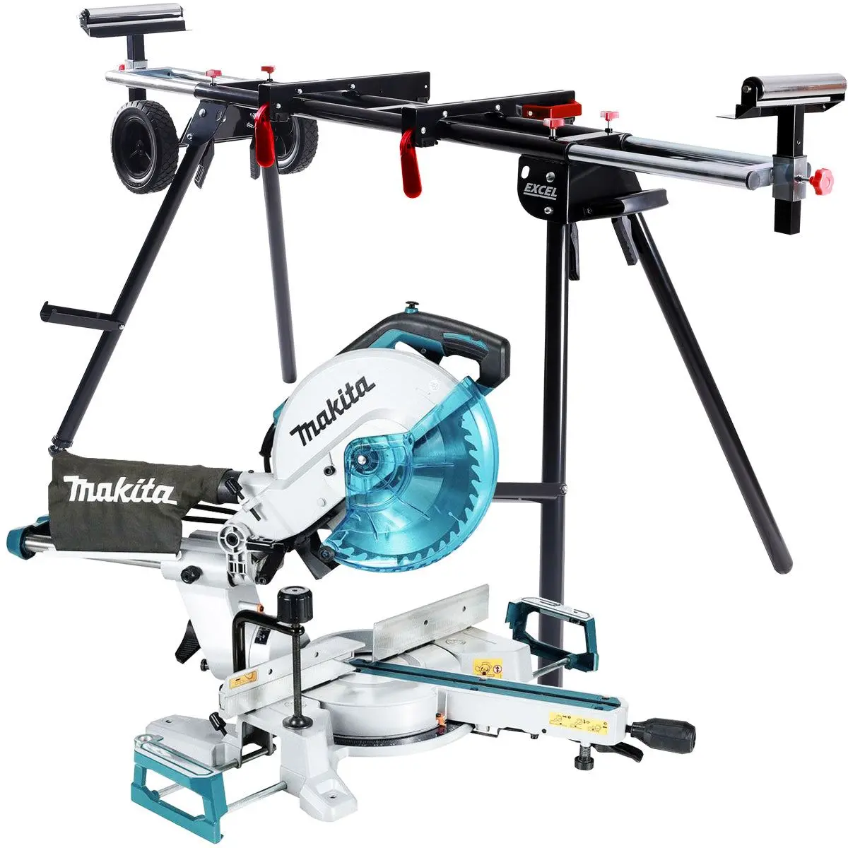 Makita Ls1110f/2 260Mm Slide Compound Mitre Saw 240V With Universal Wheel Stand 1