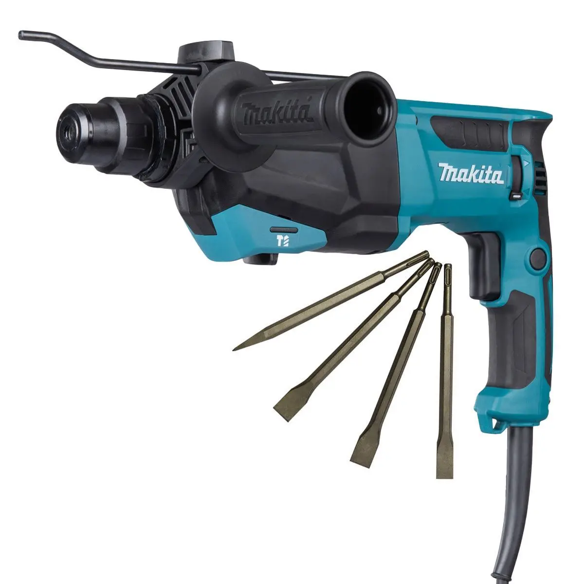 Makita Hr2670/1 26Mm Sds+ Rotary Hammer Drill With Excel Drill Chisel Set 2