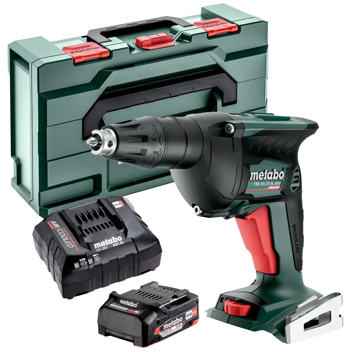 Metabo Tbs 18 Ltx Bl 5000 18V Brushless Drywall Screwdriver With 1 X 2.0Ah Battery Charger & Metabox 1