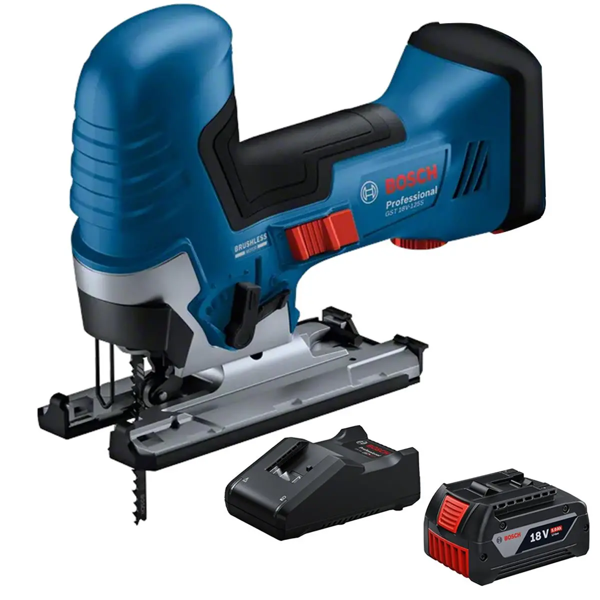 Bosch Gst 18V-125 S 18V Brushless Jigsaw With 1 X 5.0Ah Battery & Charger 1