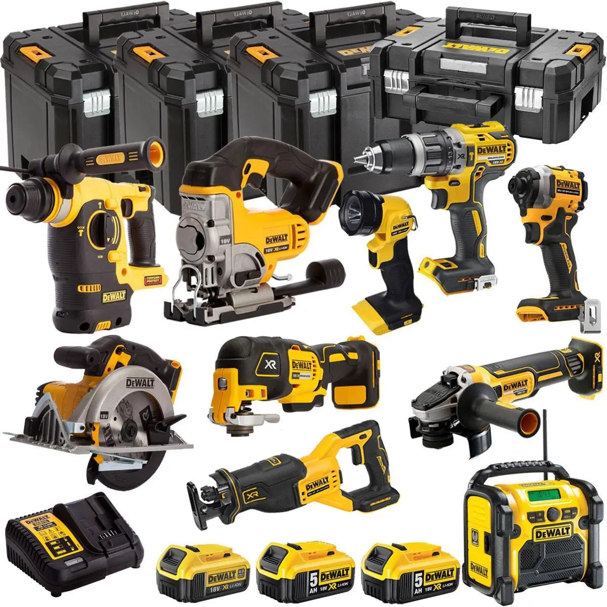 Dewalt 18V 10 Piece Combo Kit With 3 X Batteries & Charger T4tkit-1449 1