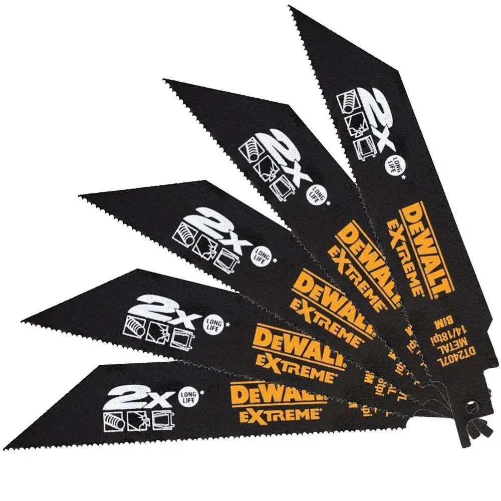 Dewalt 152Mm 14/18 Tpi Metal Reciprocating Blades Dt2407l-Qz Pack Of 5 1