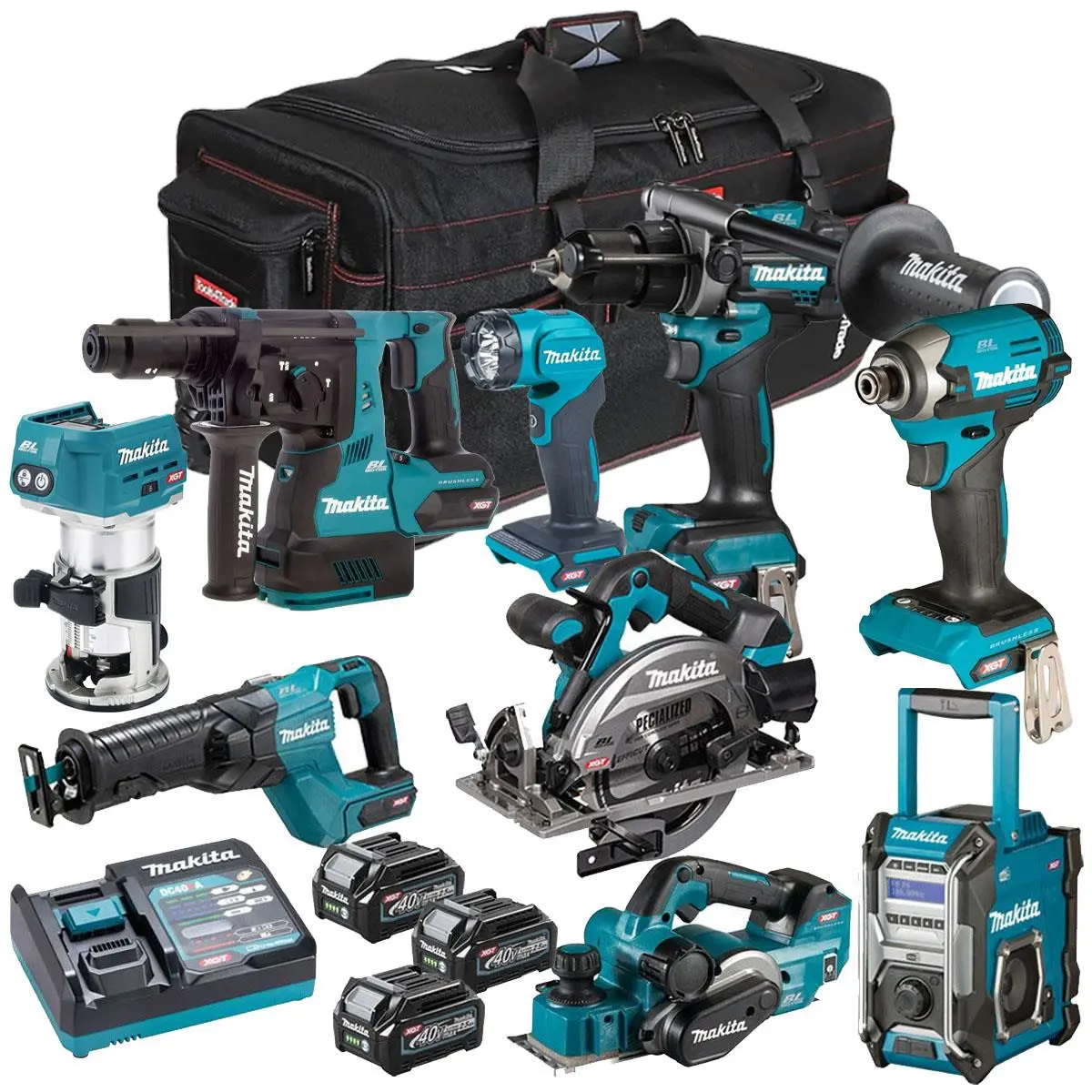 Makita 40V Xgt 9 Piece Brushless Power Tool Kit With 3 X 2.5Ah Battery T4tkit-16057 1