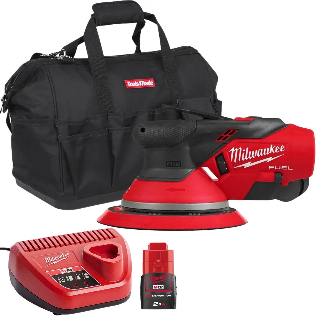 Milwaukee M12fros5-0 12V Fuel Brushless 150Mm Random Orbit Sander With 1 X 2.0Ah Battery Charger & Bag 1