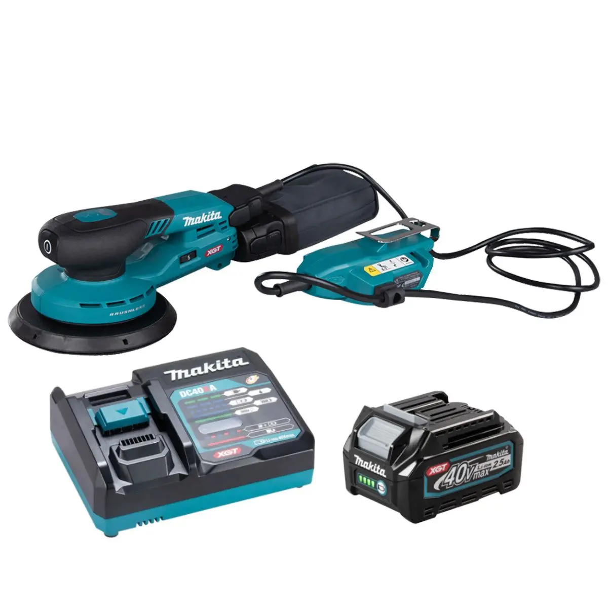 Makita Bo002cgz 40V Xgt 150Mm Brushless Random Orbit Sander With 1 X 2.5Ah Battery & Charger 1