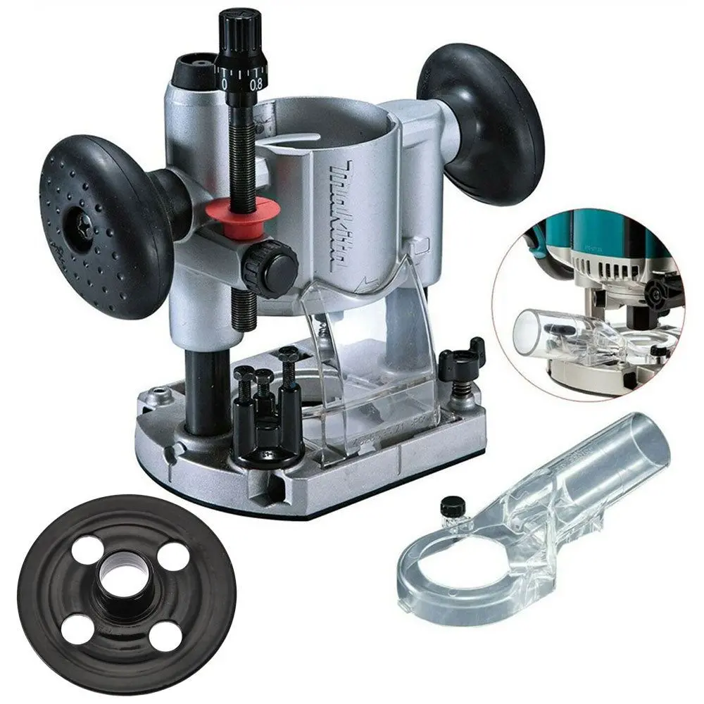Makita 195563-0 Plunge Router Trimmer Base + Dust Nozzle 194733-8 + Guide Bush 1