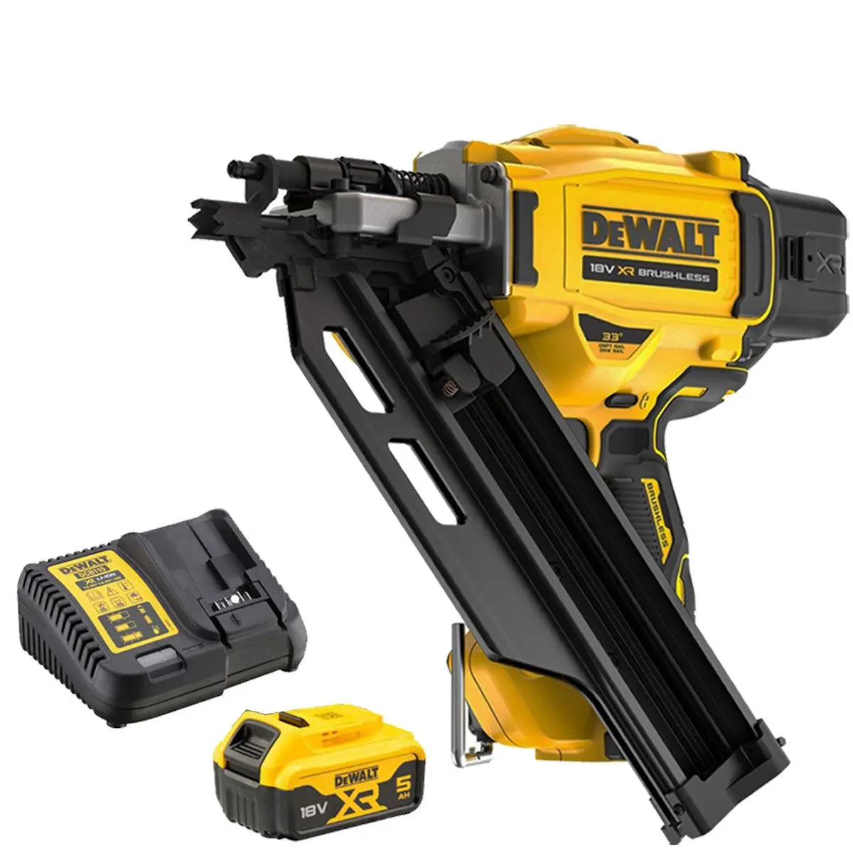 Dewalt Dcn930 18V Brushless 90Mm First Fix Framing Nailer 90Mm With 1 X 5.0Ah Battery & Charger 1