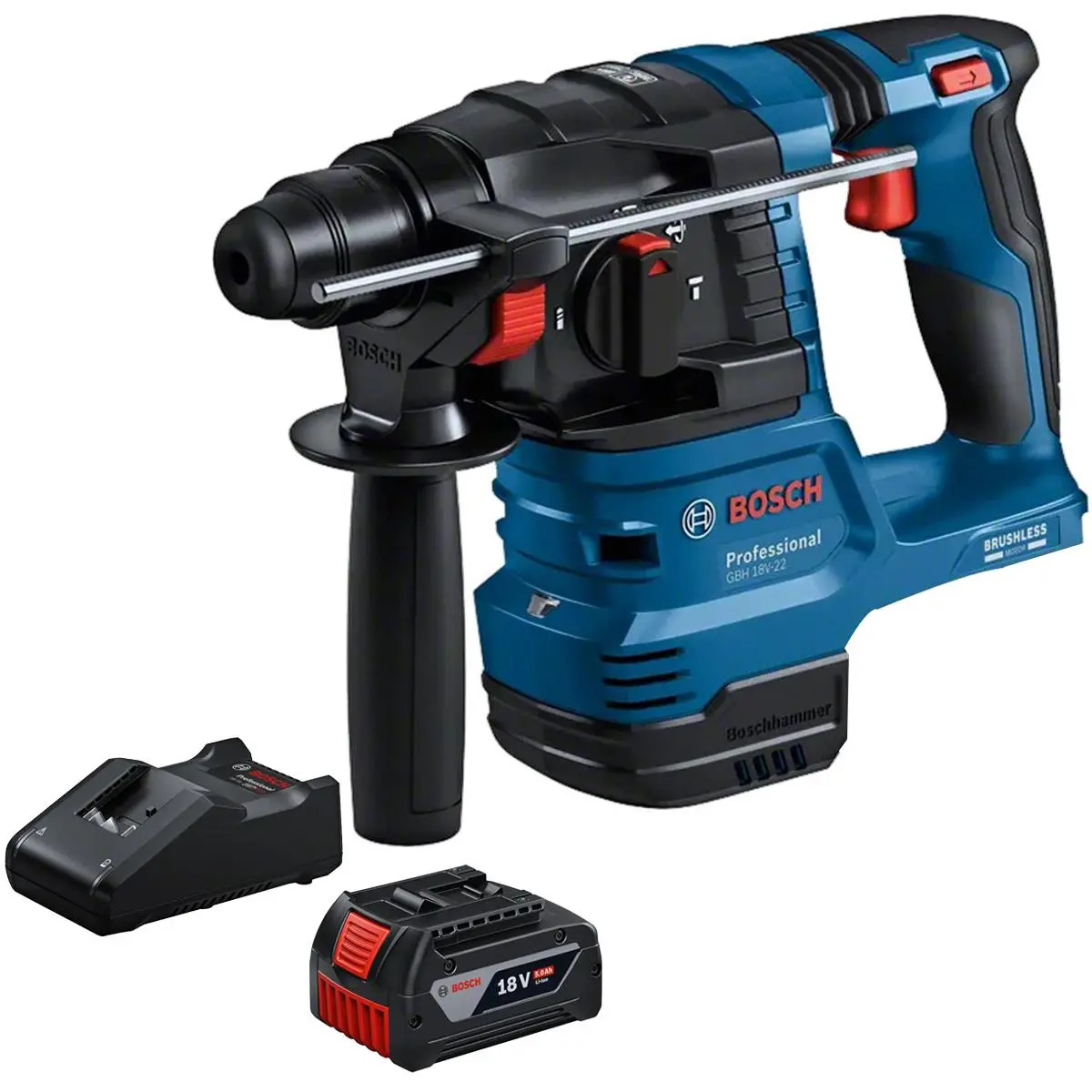 Bosch Gbh 18V-22 18V Brushless Sds-Plus Rotary Hammer Drill With 1 X 5.0Ah Battery & Charger 1