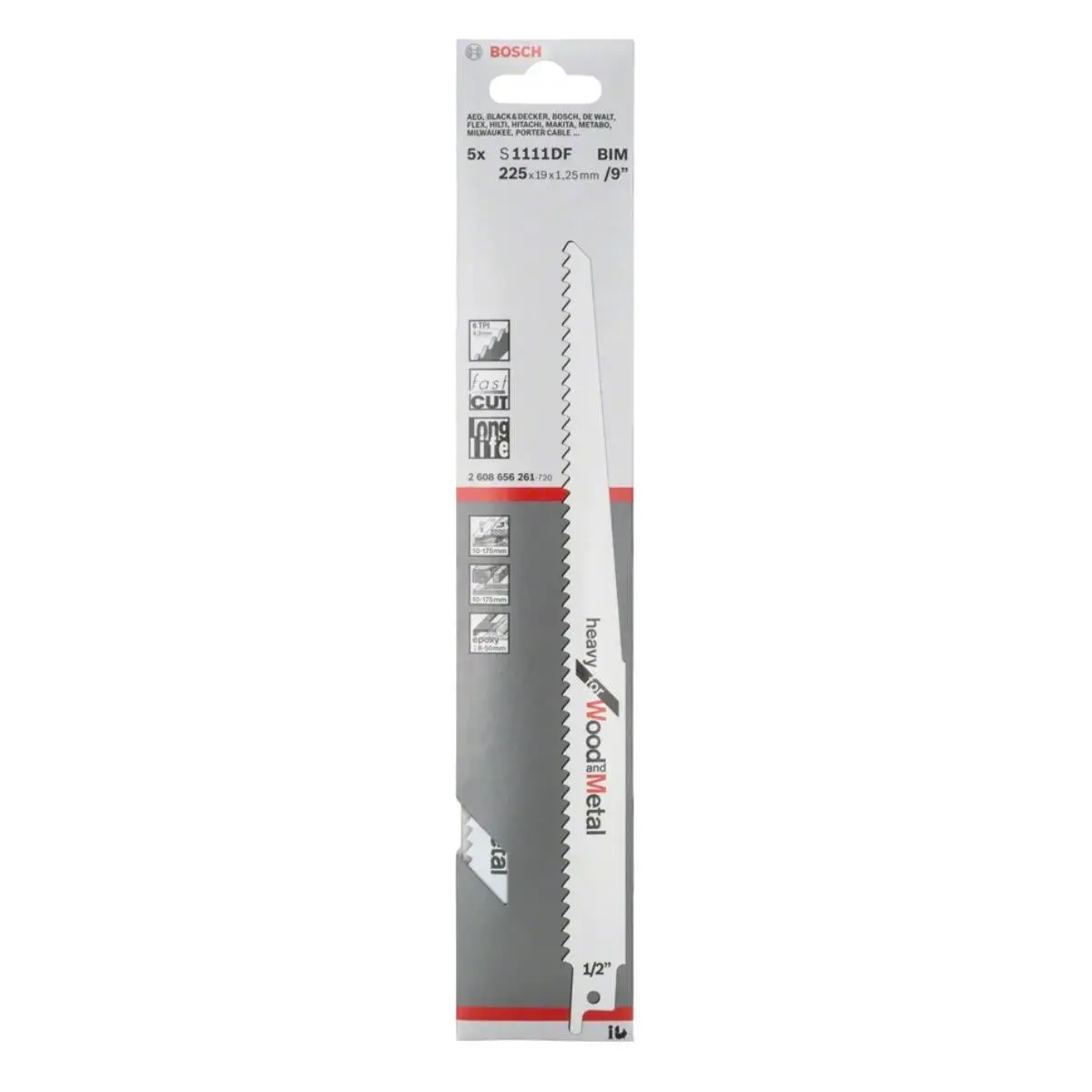 Bosch S 1111 Df Wood And Metal Cutting Reciprocating Sabre Saw Blade Pack Of 5 1
