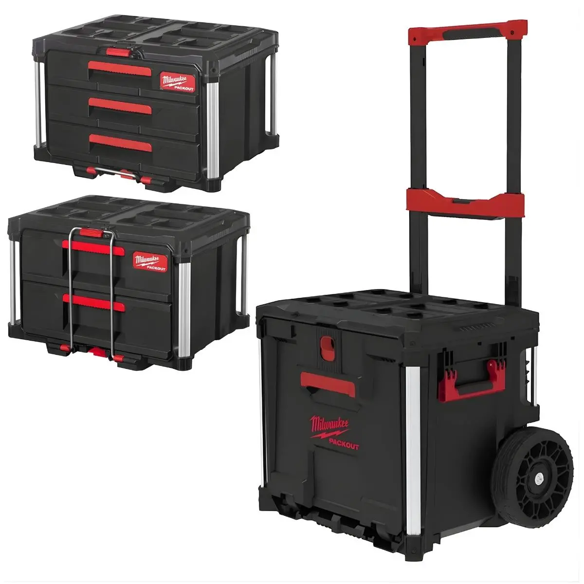 Milwaukee Packout Rolling Drawer Tool Box Trolley With 3 Drawer Tool Box & 2 Drawer Tool Box 1