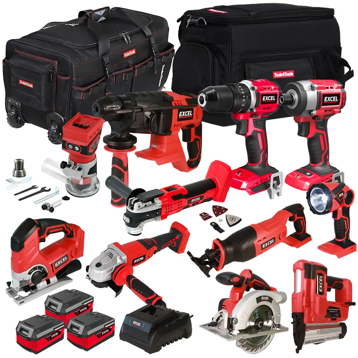 Excel 18V 11 Piece Power Tool Kit With 3 X 4.0Ah Battery & Charger Exlkit-17314 1