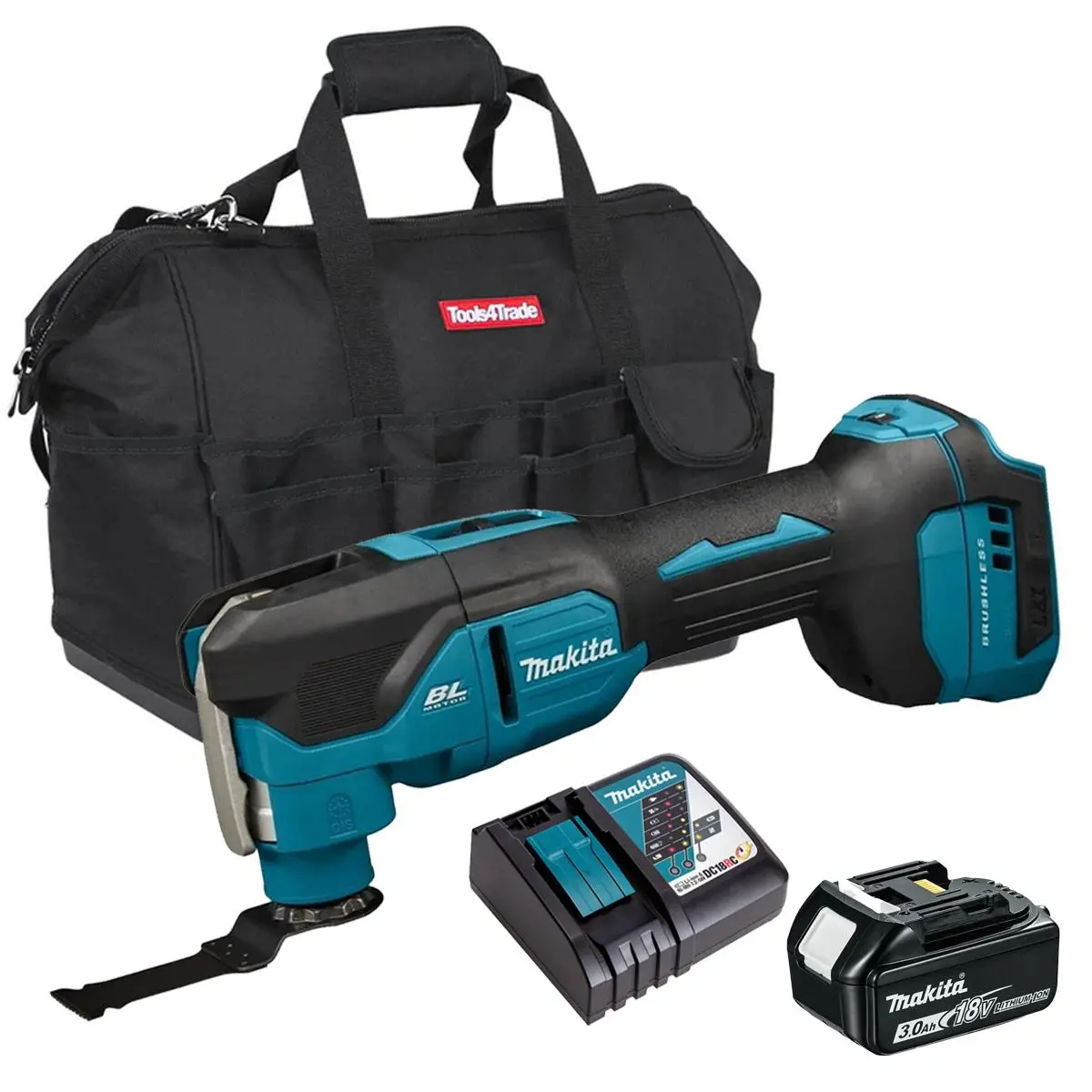 Makita Dtm53z 18V Lxt Brushless Multi Tool With 1 X 3.0Ah Battery Charger & Bag 1