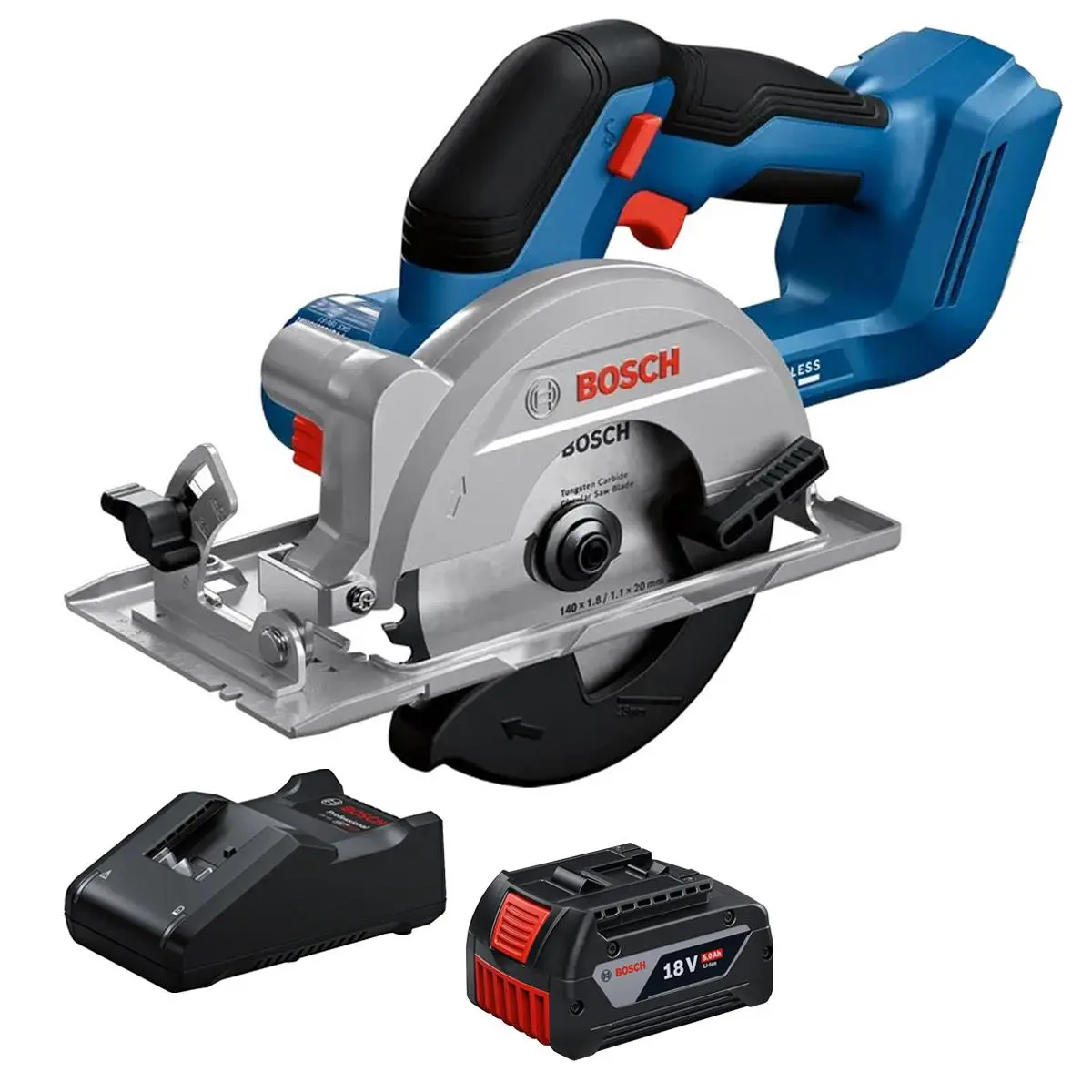Bosch Gks 18V-51 18V Brushless 140Mm Circular Saw With 1 X 5.0Ah Battery & Charger 1