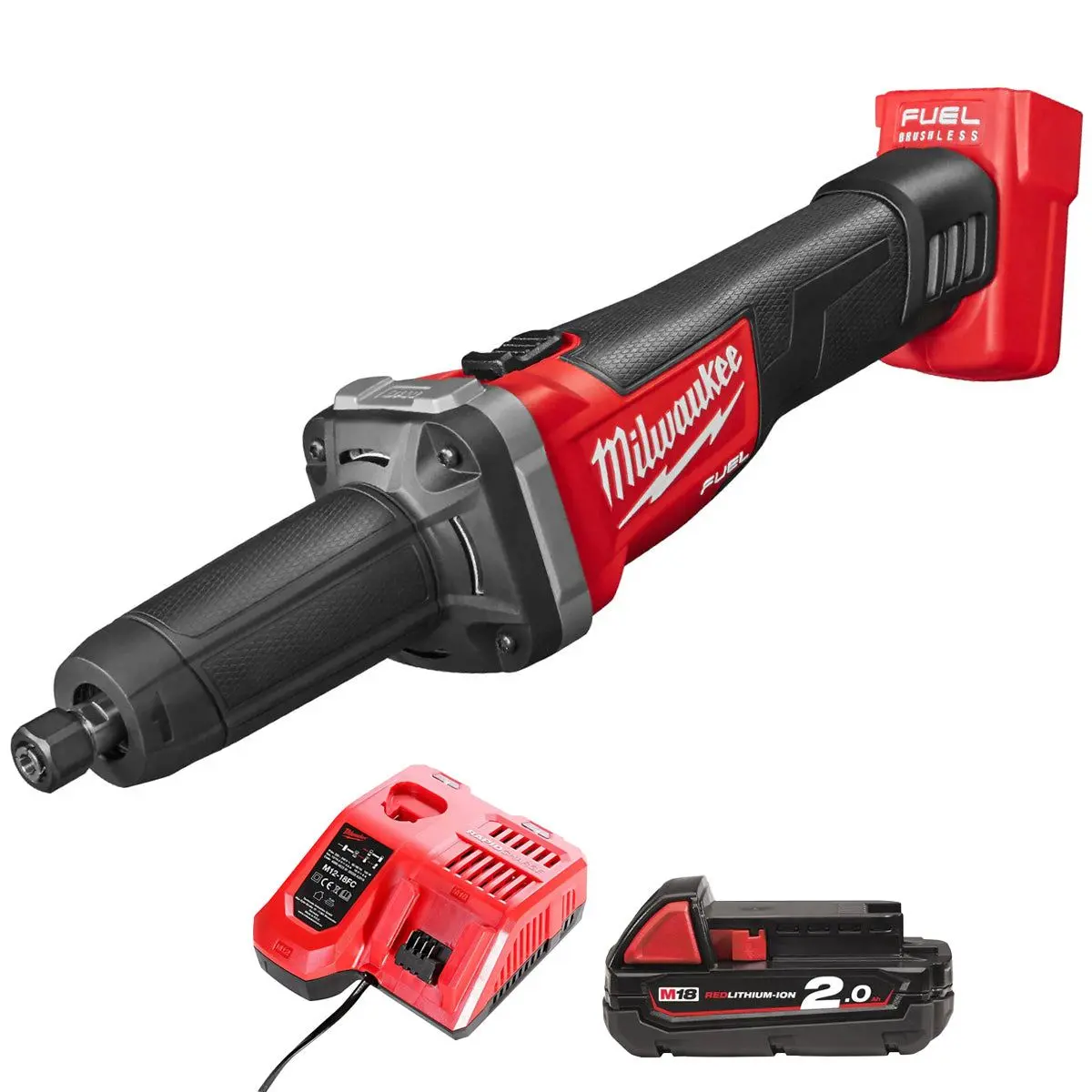 Milwaukee M18fdgrb-0 18V Brushless Braking Die Grinder With 1 X 2.0Ah Battery & Charger 1