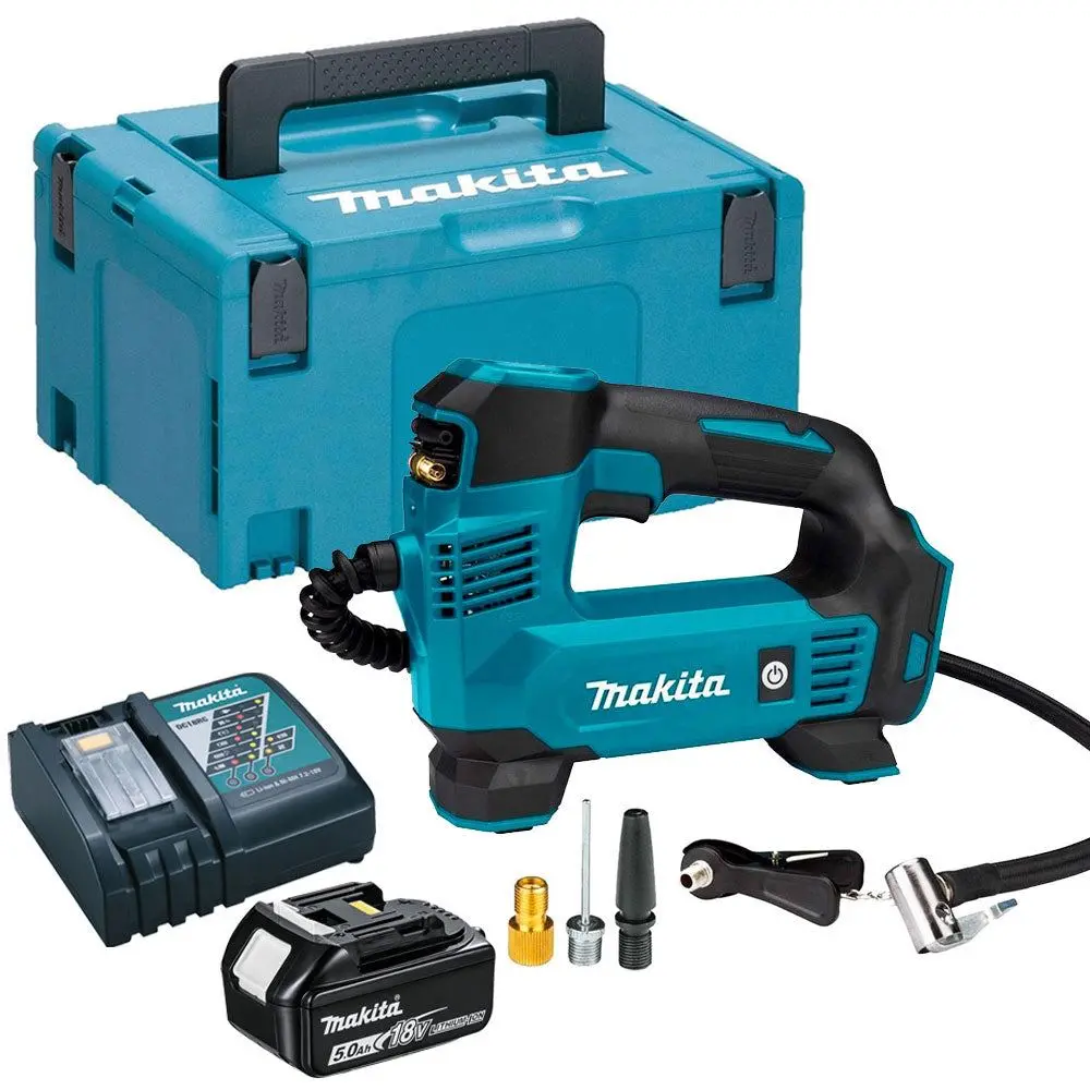 Makita Dmp180z 18V Inflator Pump With 1 X 5.0Ah Battery Charger & Type 3 Case 1