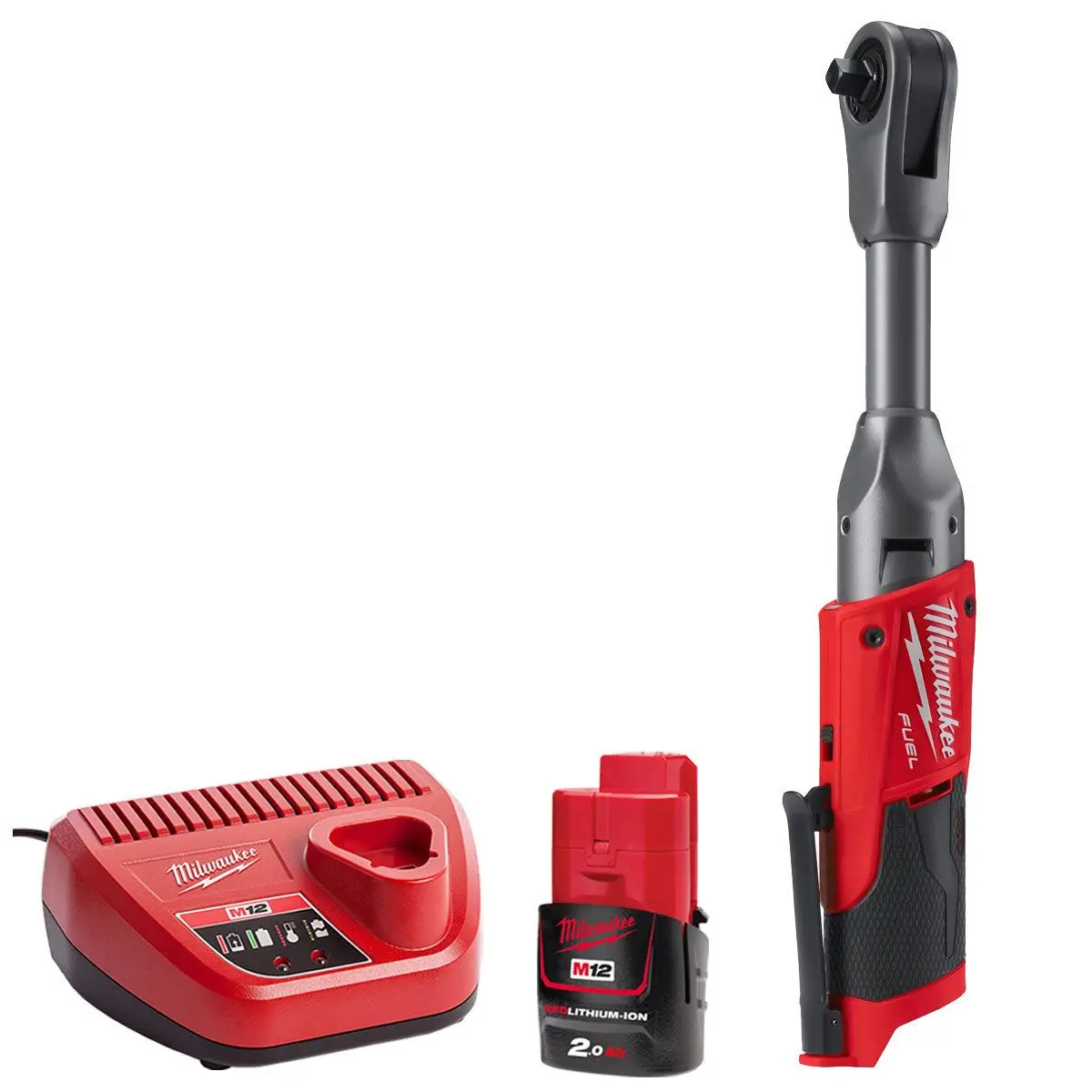 Milwaukee M12fir38lr-0 12V Fuel Brushless Long Reach 3/8In Ratchet With 1 X 2.0Ah Battery & Charger 1