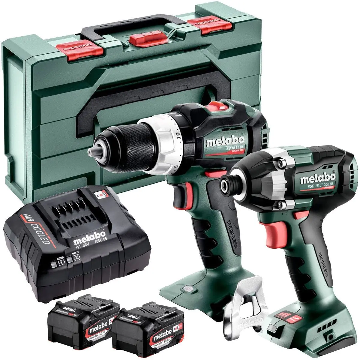 Metabo Combo Set 2.8.8 18V Brushless Hammer Drill & Impact Driver With 2 X 5.2Ah Batteries, Charger In Case 1