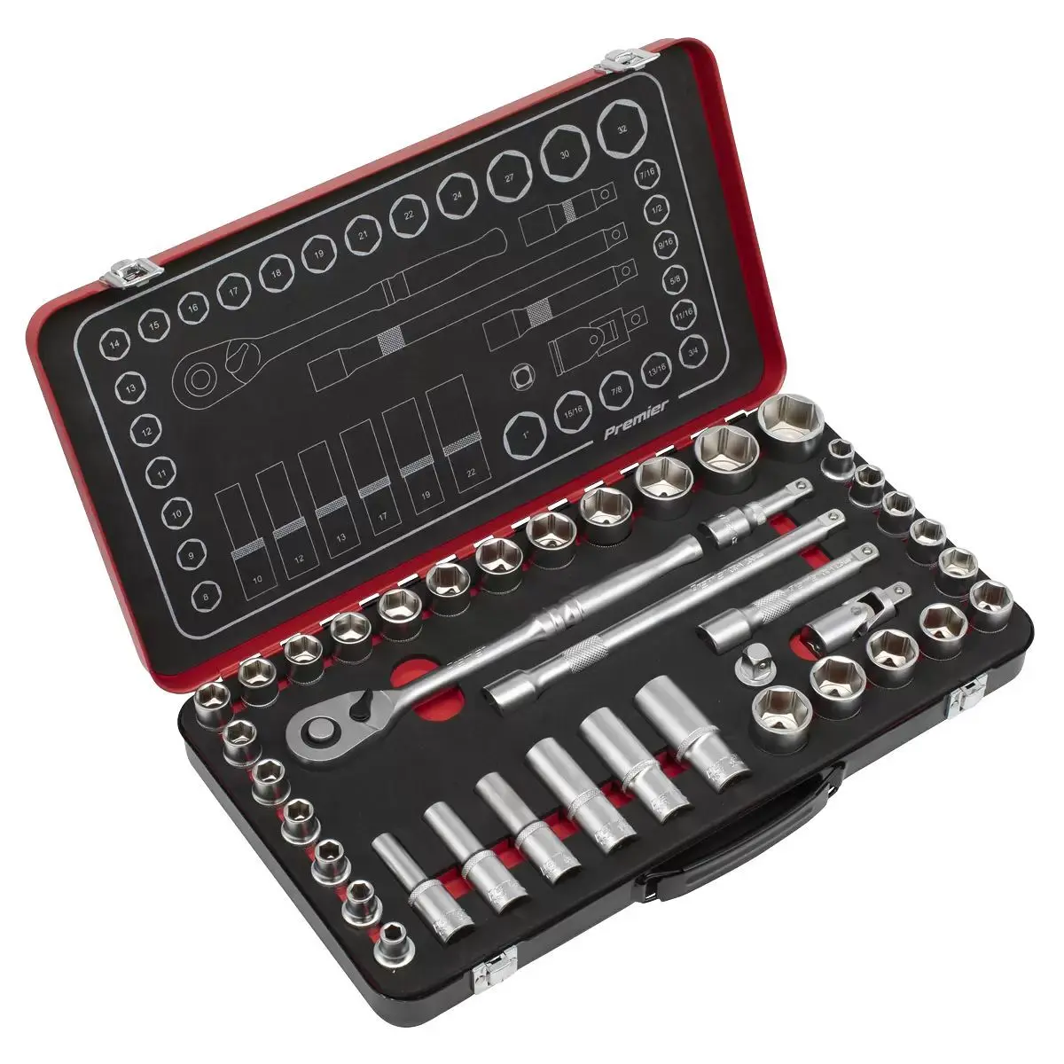 Sealey Ak7925 Socket Set 1/2"Sq Drive 40Pc Metric/Imperial 1