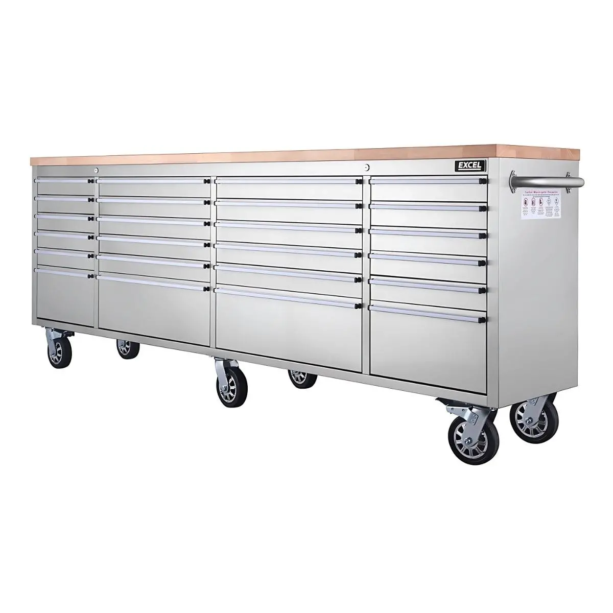 Excel 96" 24 Drawer Stainless Steel Tool Chest Heavy Duty Storage Cabinet 1