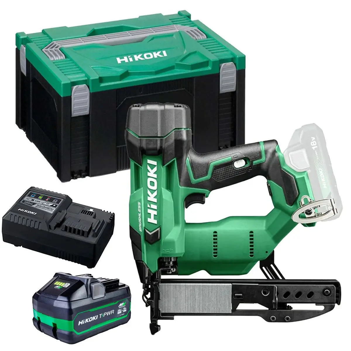 Hikoki N1804daw6z 18V Brushless 2Nd Generation 18G Stapler With 1 X 4.0Ah/8.0Ah Battery Charger & Case 1