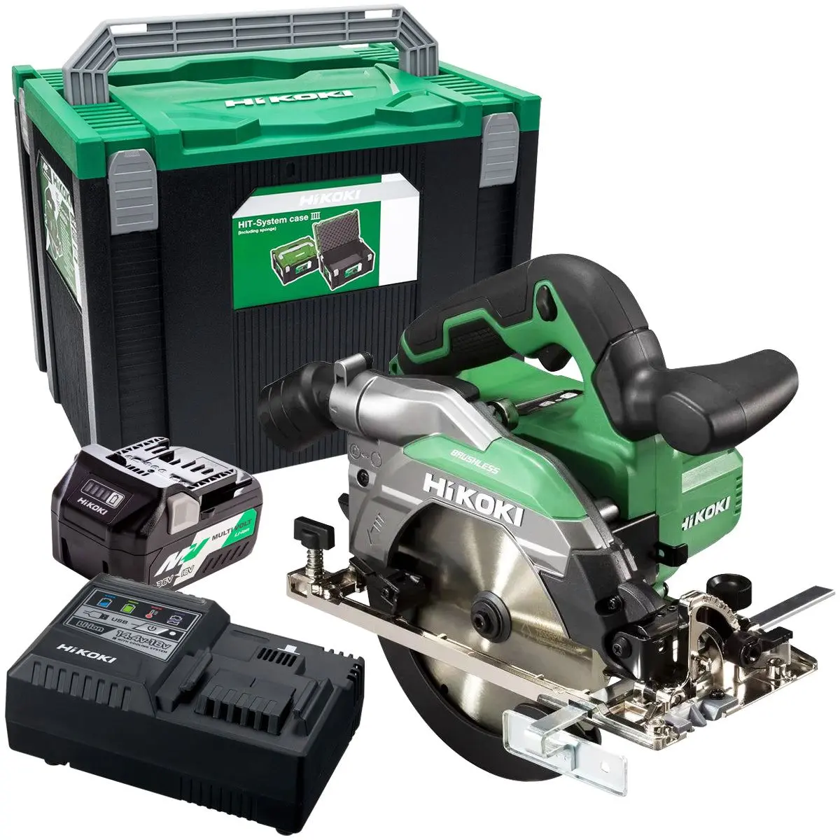 Hikoki C1806dbw2z 18V Brushless 165Mm Circular Saw With 1 X 2.5Ah/5.0Ah Battery & Charger 1