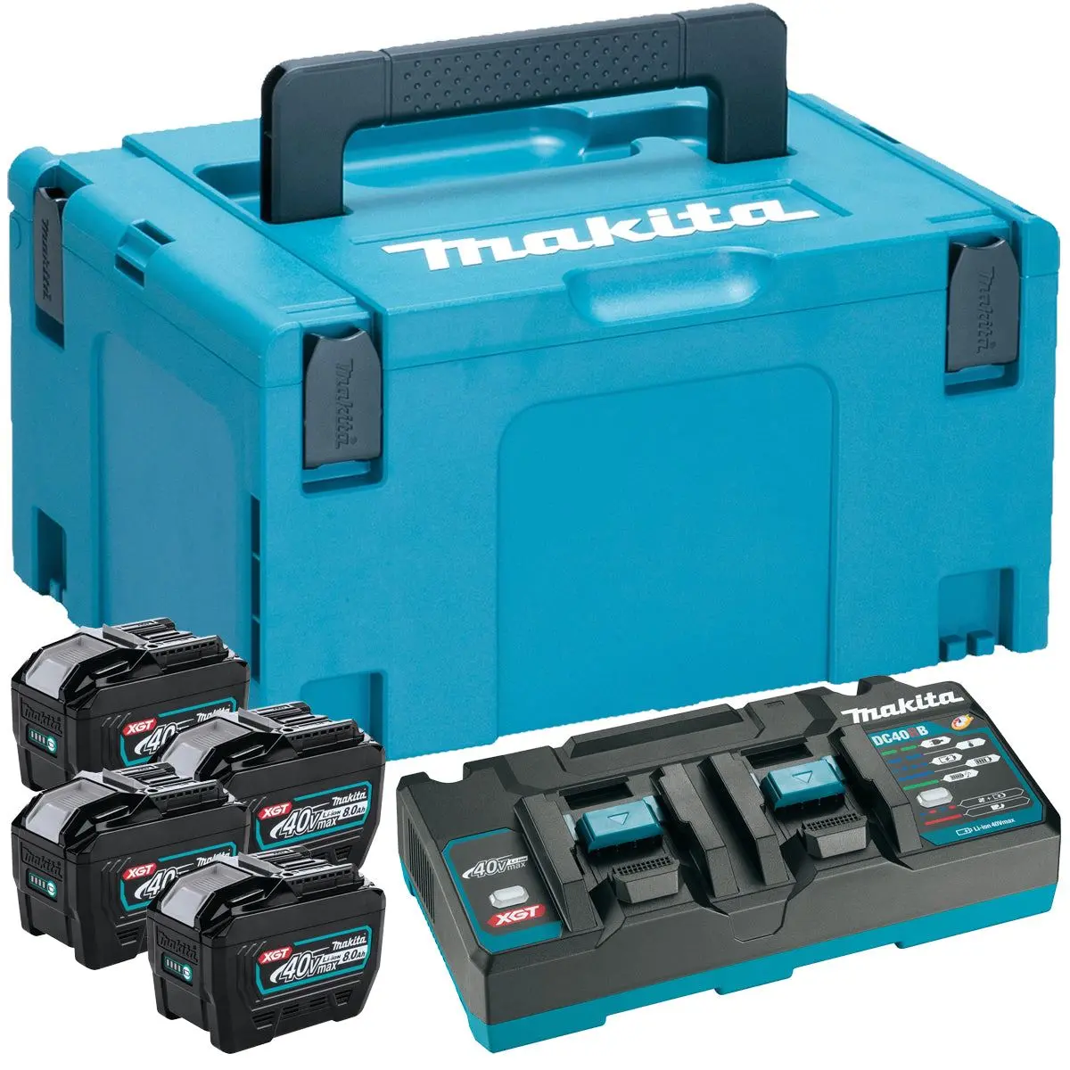 Makita 1910B1-4 40Vmax Xgt Power Source Kit 240V With 4 X 8.0Ah Bl4080f Batteries, Charger & Case 1