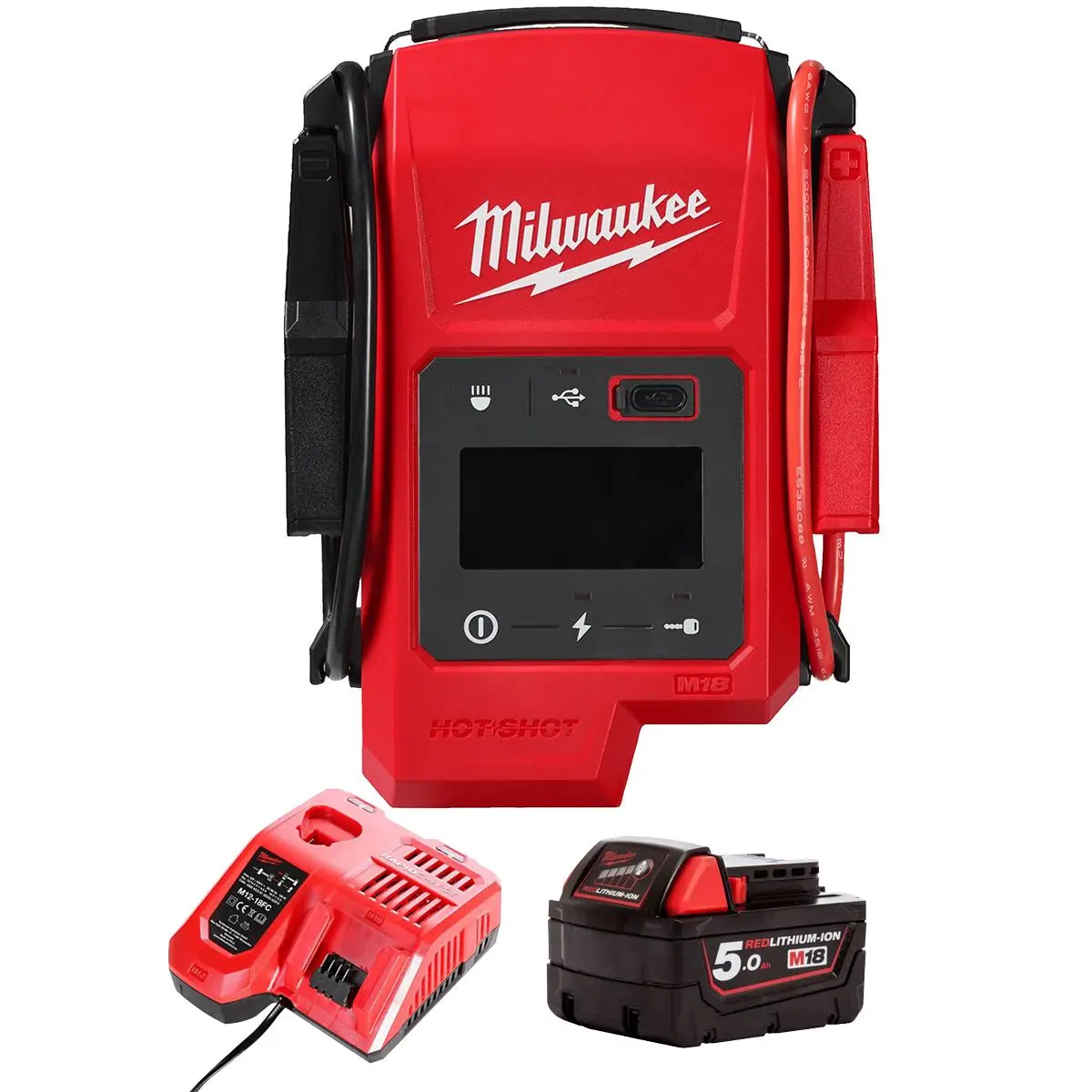 Milwaukee M18js2000-0 18V Jump Starter With 1 X 5.0Ah Battery & Charger 1