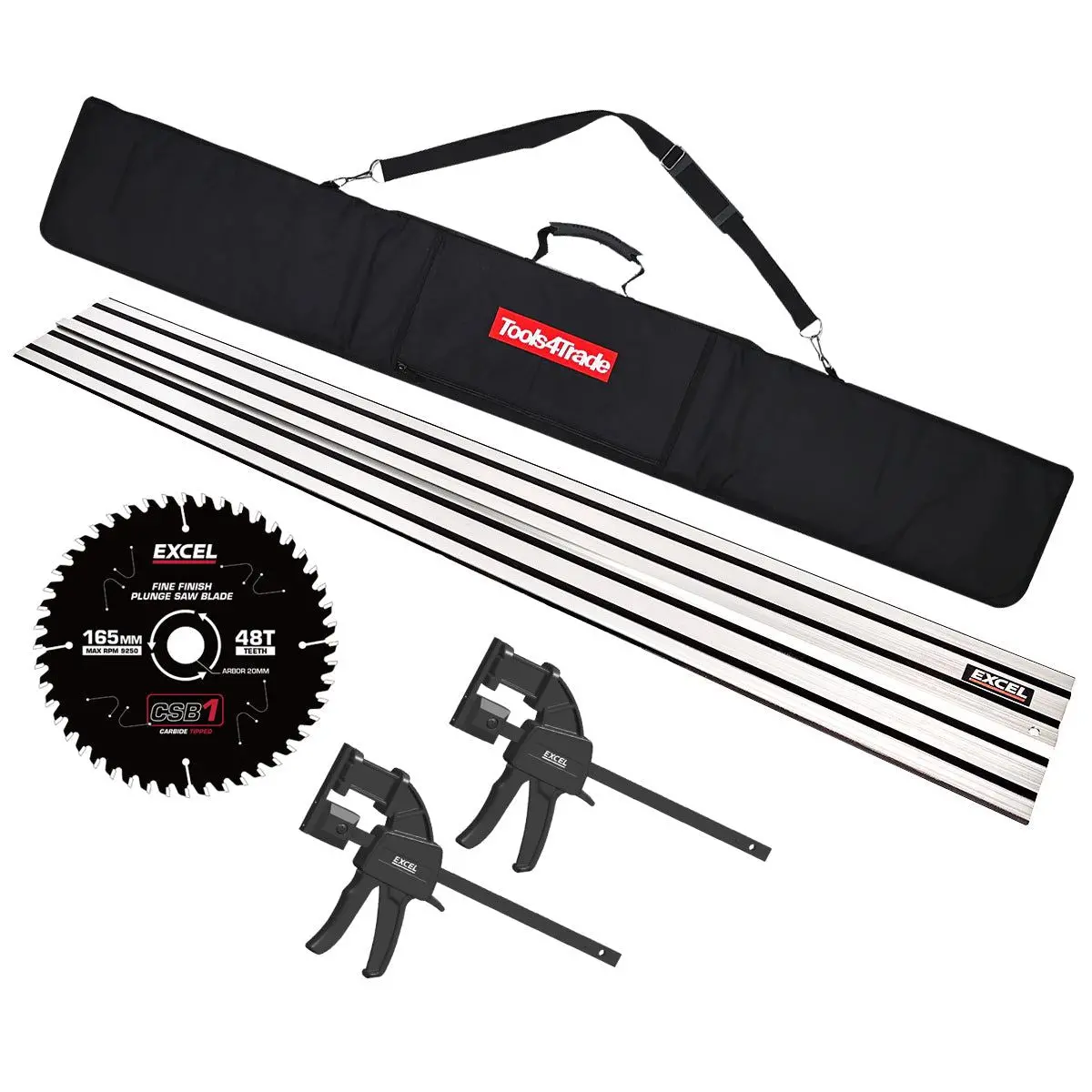 Plunge Saw Accessories Kit 1 X 1.5M Guide Rail With Bag, Clamp & 48T Blade For Dewalt Dws520, Dcs520n 1