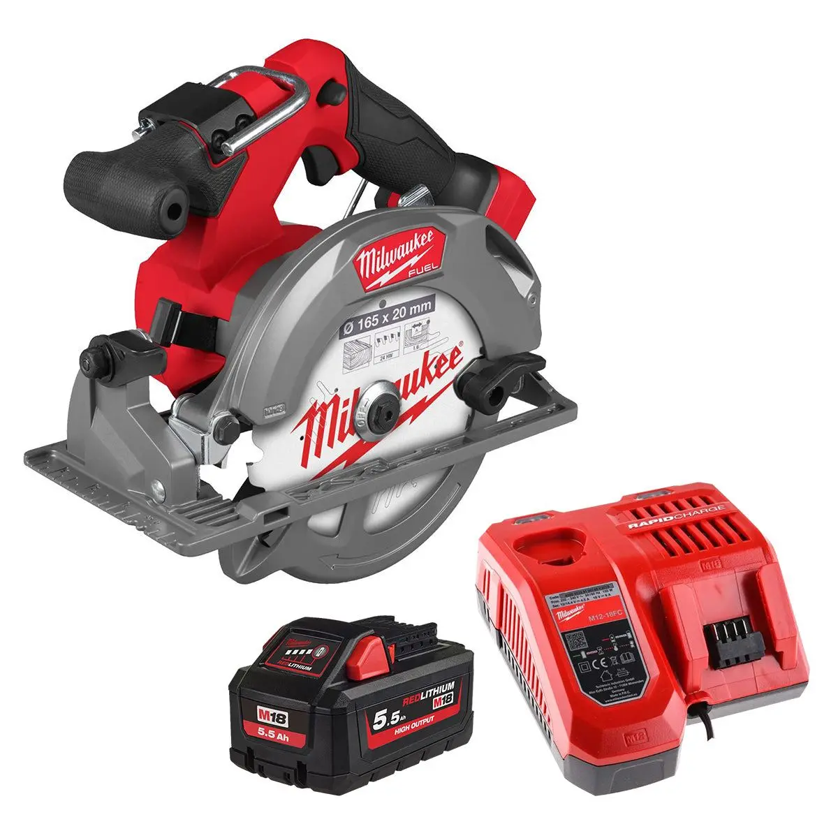 Milwaukee M18fcs552-0 M18 Fuel 18V Brushless 165Mm Circular Saw With 1 X 5.5Ah Battery & Charger 1