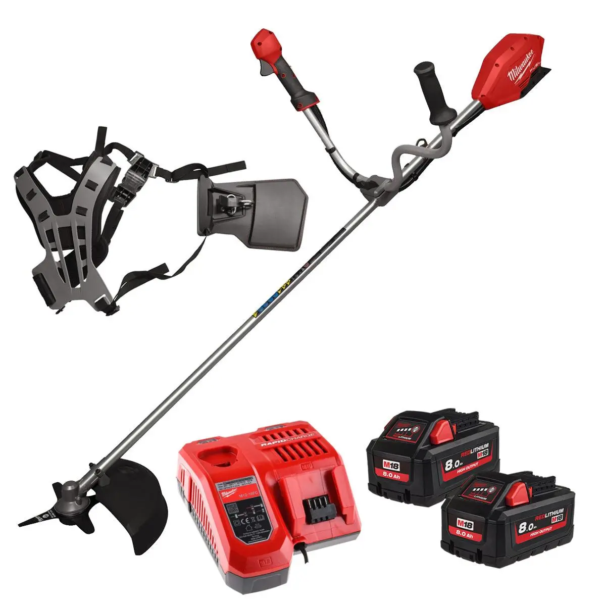 Milwaukee M18fbcu-802 Fuel 18V Brushless Brush Cutter With 2 X 8.0Ah Batteries & Charger 4933492299 1