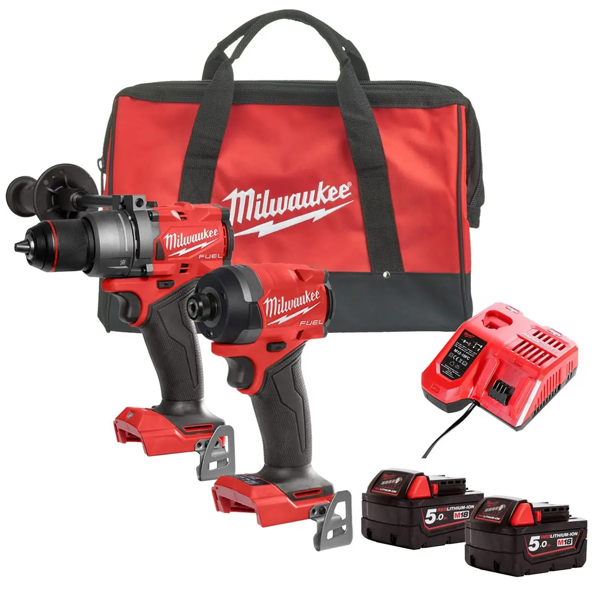Milwaukee M18fpp2a3-502B M18 Fuel 18V Brushless Twin Kit With 2 X 5.0Ah Battery, Charger & Bag 1