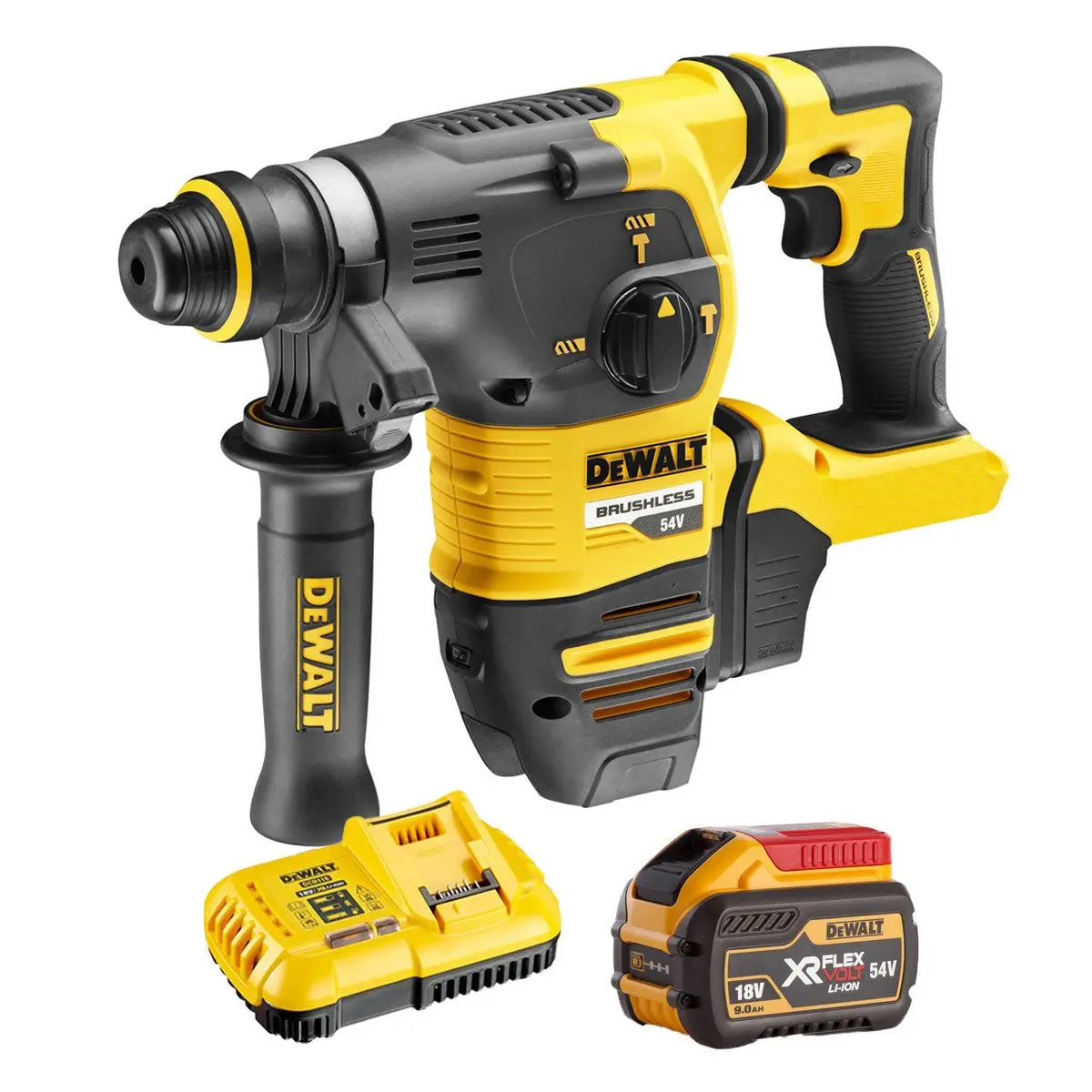 Dewalt Dch333n 54V Xr Flexvolt Brushless Sds Plus Hammer Drill With 1 X 9.0Ah Battery & Charger 1