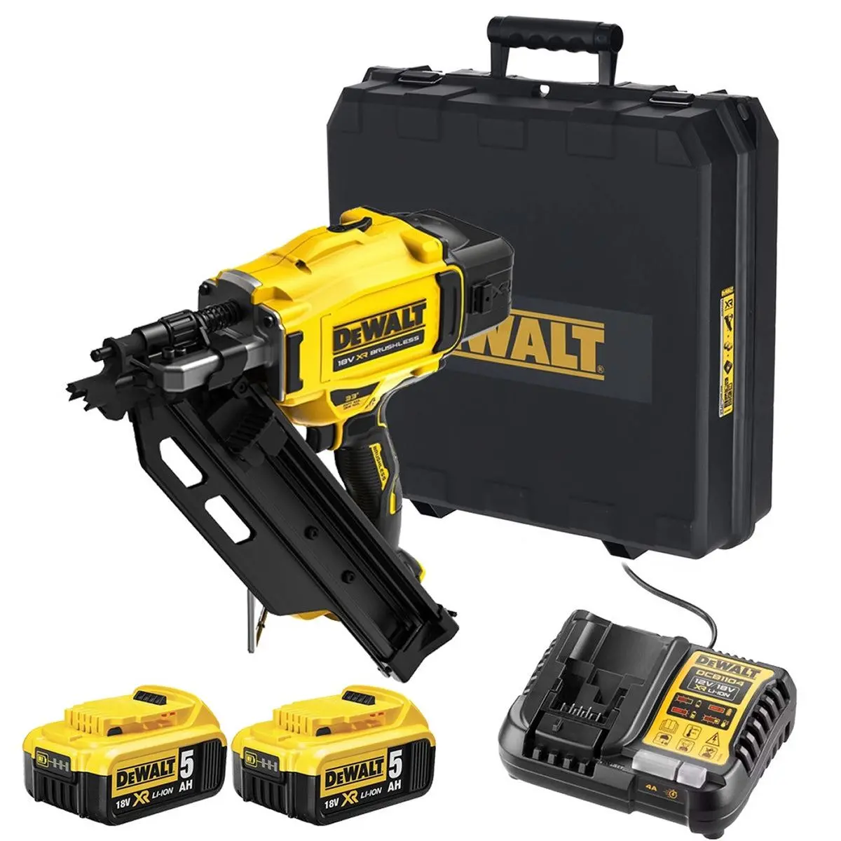 Dewalt Dcn930p2 18V Xr Brushless First Fix 90Mm Framing Nailer With 2 X 5.0Ah Battery Charger & Case 1