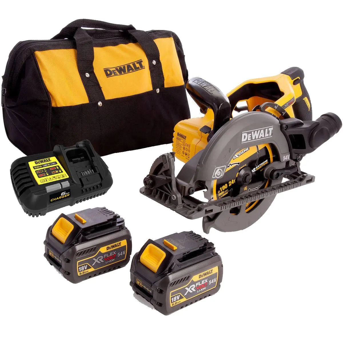 Dewalt Dcs577t2 54V Flexvolt Brushless 190Mm Circular Saw 2 X 6.0Ah Battery Charger & Bag 1