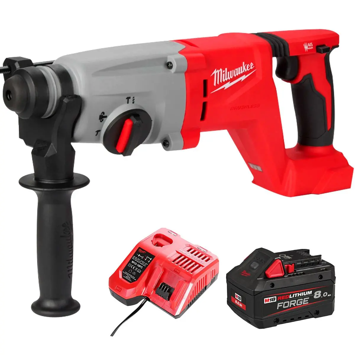 Milwaukee M18blhacd26-0 18V Brushless Sds+ D-Handle Rotary Hammer Drill With 1 X 8.0Ah Battery & Charger 1